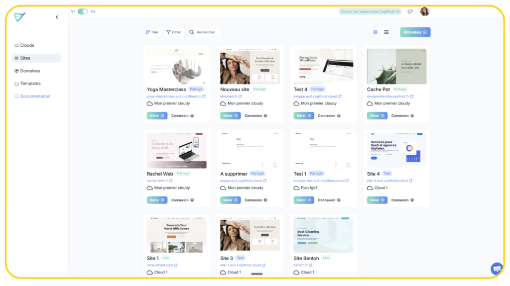 Espace Multisites de Copilhost