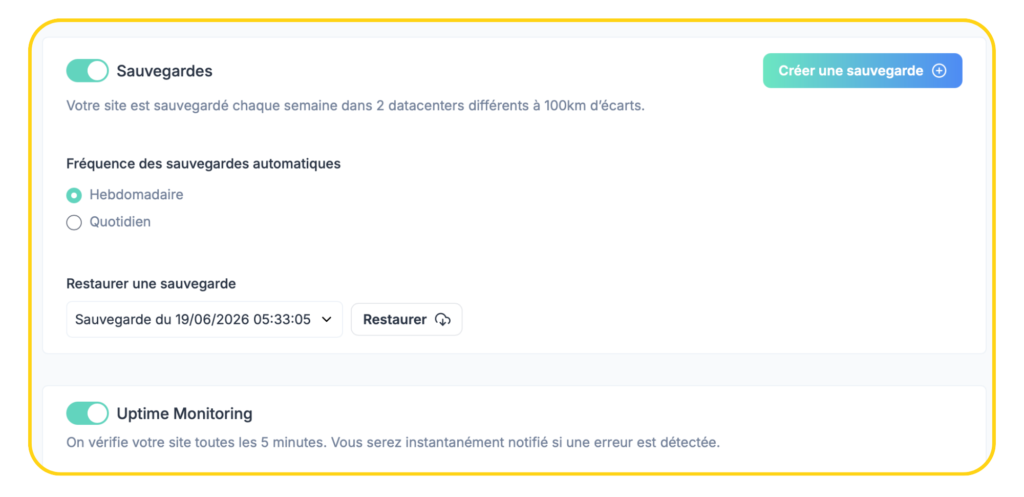 Les sauvegardes Copilhost
